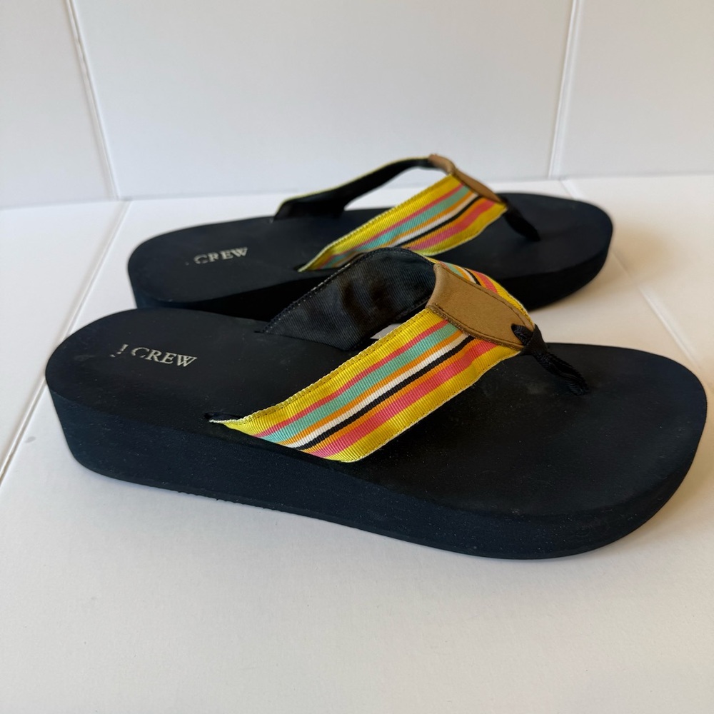 J.Crew Black Sandals with Multicolor Straps and Heel